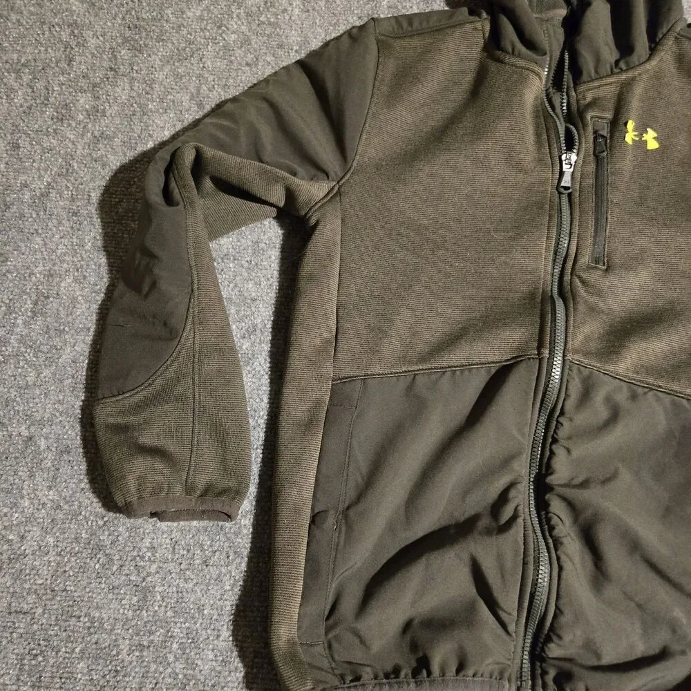 Under Armour Jacket Youth Large Green Full Zip Hood Pockets Spring/Fall Casual